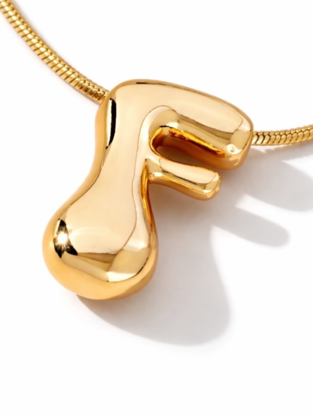 New! Gold Bubble Monogram Initial Letter Necklace NWOT